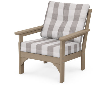 POLYWOOD® Vineyard Deep Seating Chair in Vintage Sahara / Buffalo Plaid Grey Mist