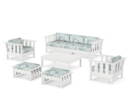 Martha Stewart by POLYWOOD® Acadia 6-Piece Lounge Sofa Set in White / Leaf Glacier Spa
