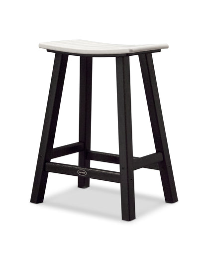 POLYWOOD® Contempo 24" Saddle Counter Stool in Black / White