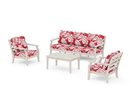 Draper James™ by  POLYWOOD® Savannah 4-Piece Deep Seating Set with Sofa in Sand / Leaf Crimson