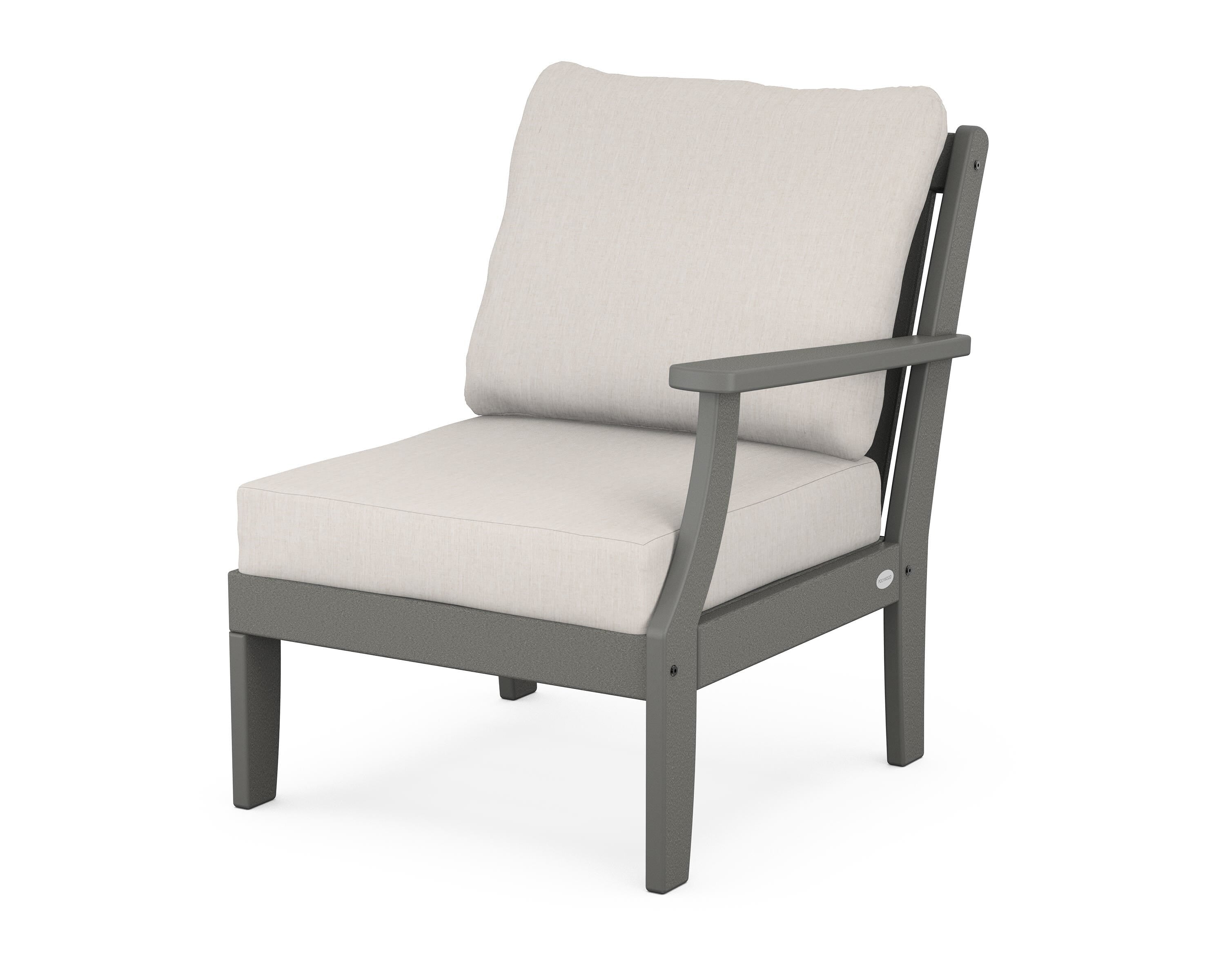 POLYWOOD® Braxton Modular Right Arm Chair in Slate Grey / Cast Ash
