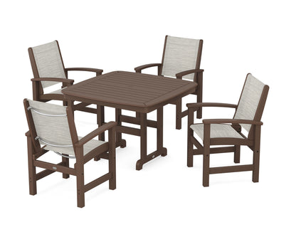 POLYWOOD® Coastal 5-Piece Dining Set in Mahogany / Birch Sling