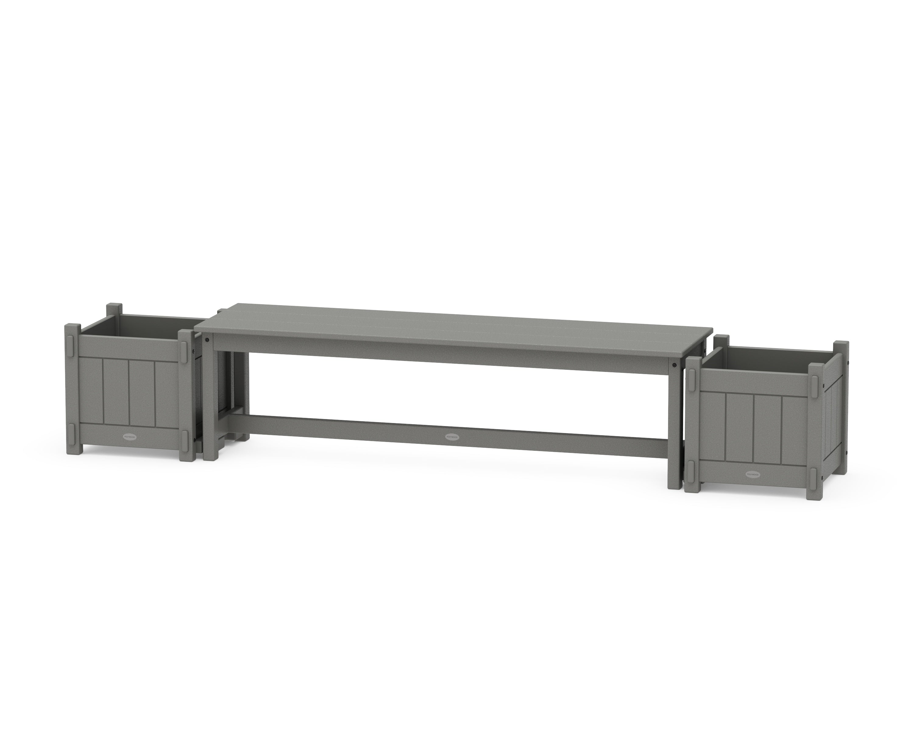 POLYWOOD® 60" Vineyard Straight Planter Bench Set in Slate Grey
