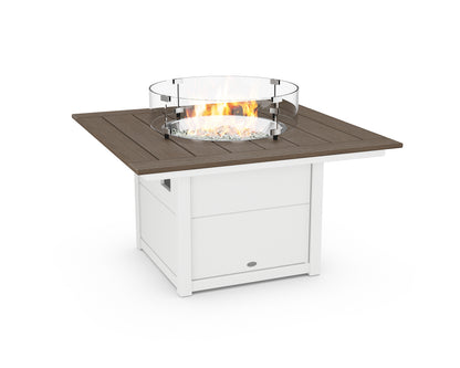 POLYWOOD® Square 42" Fire Pit Table in White / Kona
