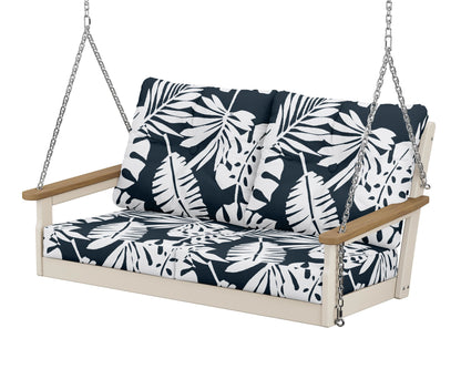 POLYWOOD® Vineyard Deep Seating Swing in Sand / Natural / Leaf Marine Indigo
