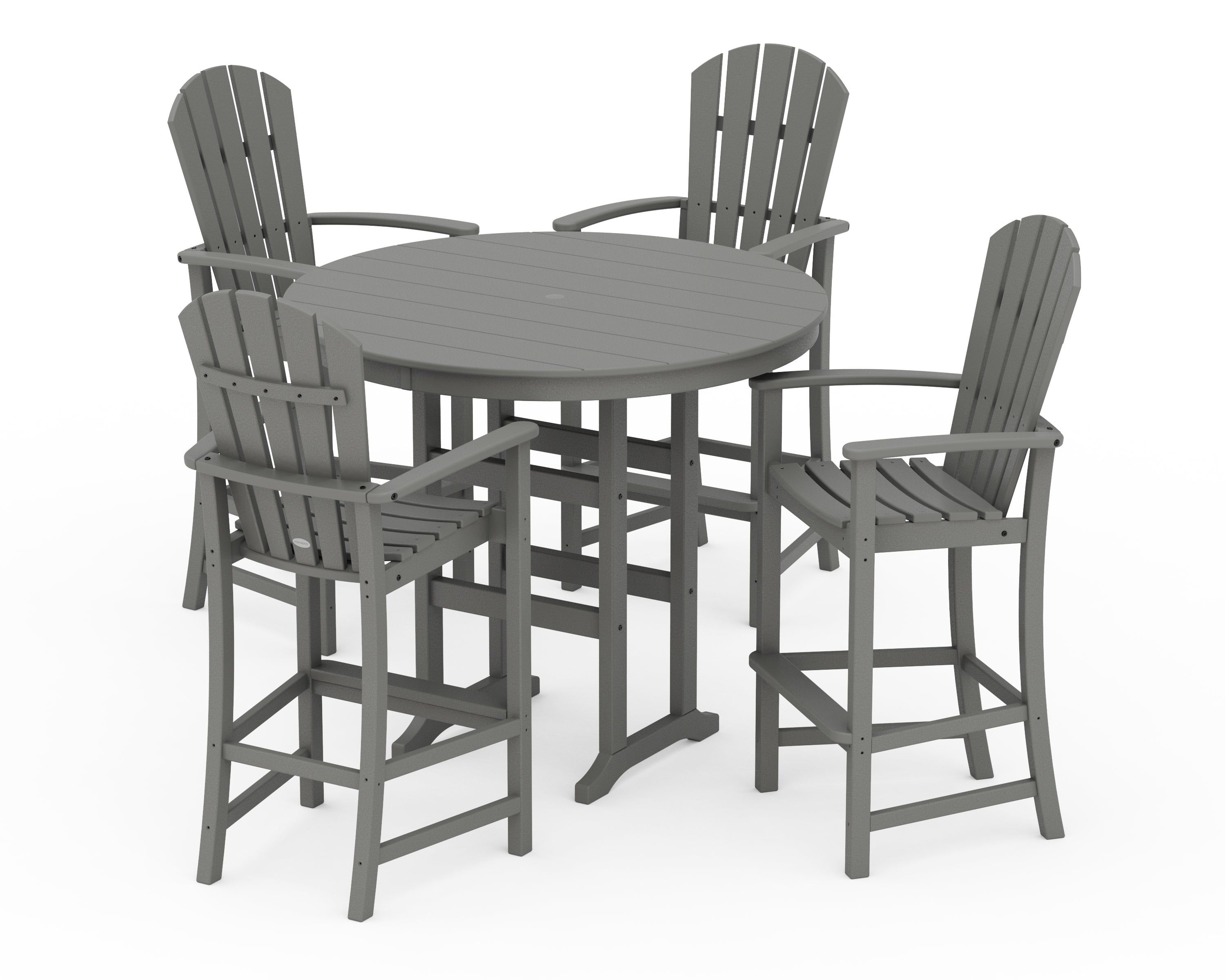 POLYWOOD® Palm Coast 5-Piece Round Farmhouse Bar Set in Slate Grey
