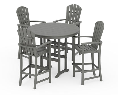 POLYWOOD® Palm Coast 5-Piece Round Farmhouse Bar Set in Slate Grey