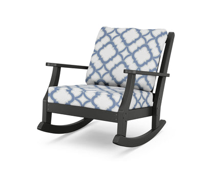 Country Living Wovendale Deep Seating Rocking Chair in Black / Trellis Sky Blue