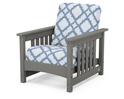 POLYWOOD® Club Mission Chair in Slate Grey / Trellis Sky Blue