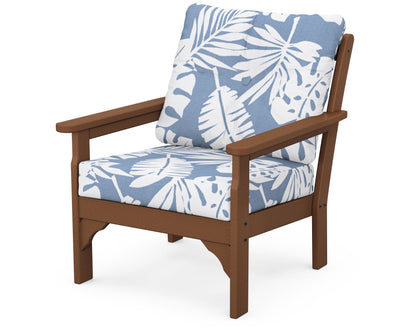 POLYWOOD® Vineyard Deep Seating Chair in Teak / Leaf Sky Blue