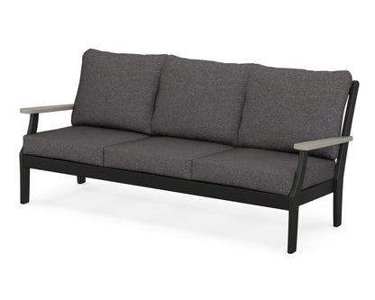 POLYWOOD® Braxton Deep Seating Sofa in Black / Driftwood / Ash Charcoal