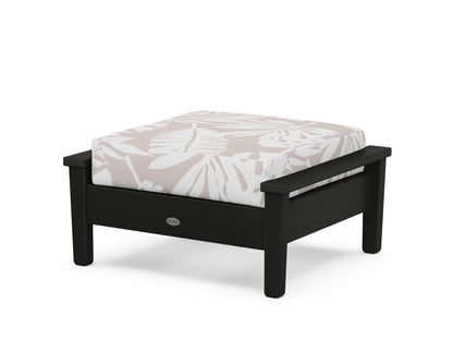 POLYWOOD® Prescott Deep Seating Ottoman in Black / Leaf Dune Burlap