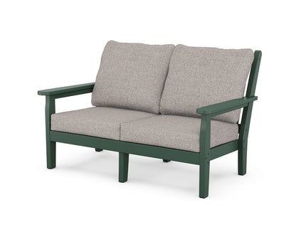 POLYWOOD® Chippendale Deep Seating Loveseat in Green / Weathered Tweed