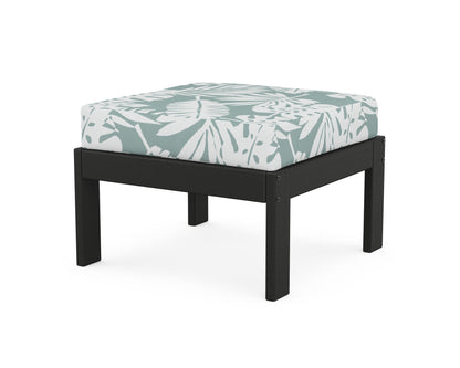 POLYWOOD® Vineyard Modular Ottoman in Black / Leaf Glacier Spa