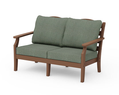 Draper James™ by  POLYWOOD® Savannah Deep Seating Loveseat in Teak / Cast Sage