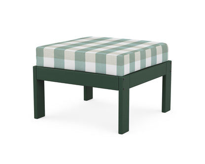 POLYWOOD® Vineyard Modular Ottoman in Green / Buffalo Plaid Glacier Spa