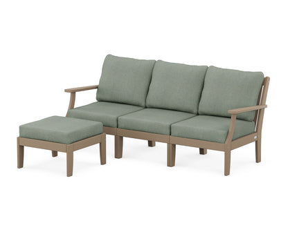 POLYWOOD® Braxton Modular 4-Piece Deep Seating Set with Ottoman in Vintage Sahara / Cast Sage