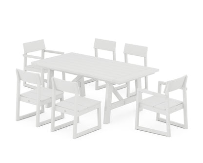 POLYWOOD® EDGE 7-Piece Rustic Farmhouse Dining Set in White