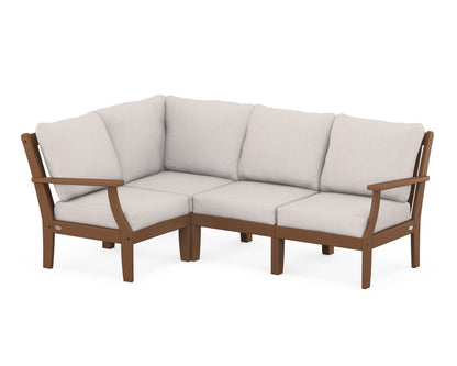 POLYWOOD® Braxton Modular 4-Piece Deep Seating Set in Teak / Dune Burlap