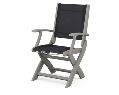 POLYWOOD® Coastal Folding Chair in Slate Grey / Black Sling