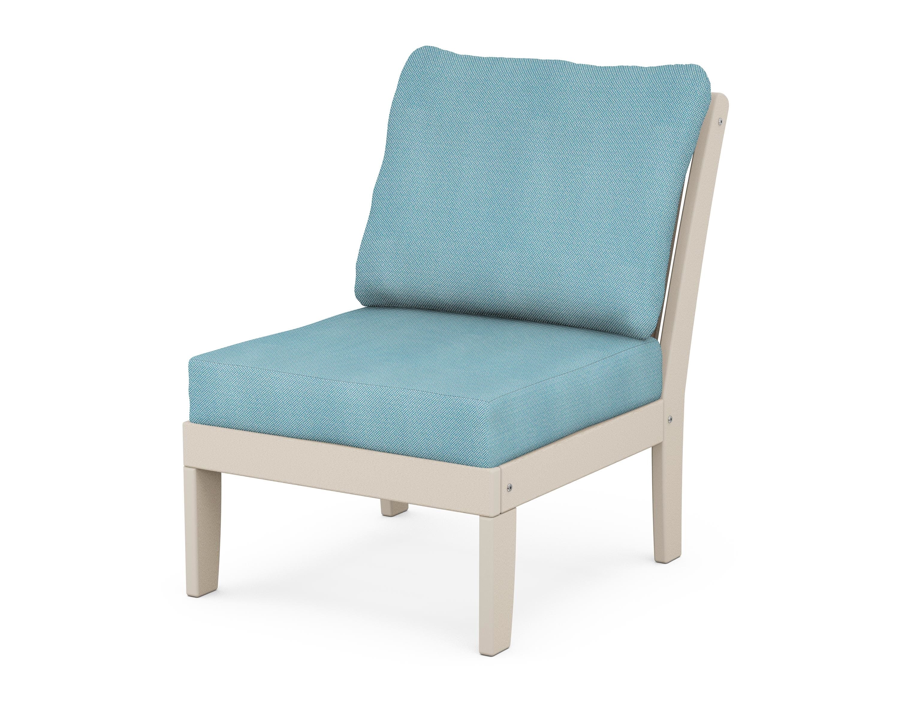 POLYWOOD® Braxton Modular Armless Chair in Sand / Lattice Sky Blue