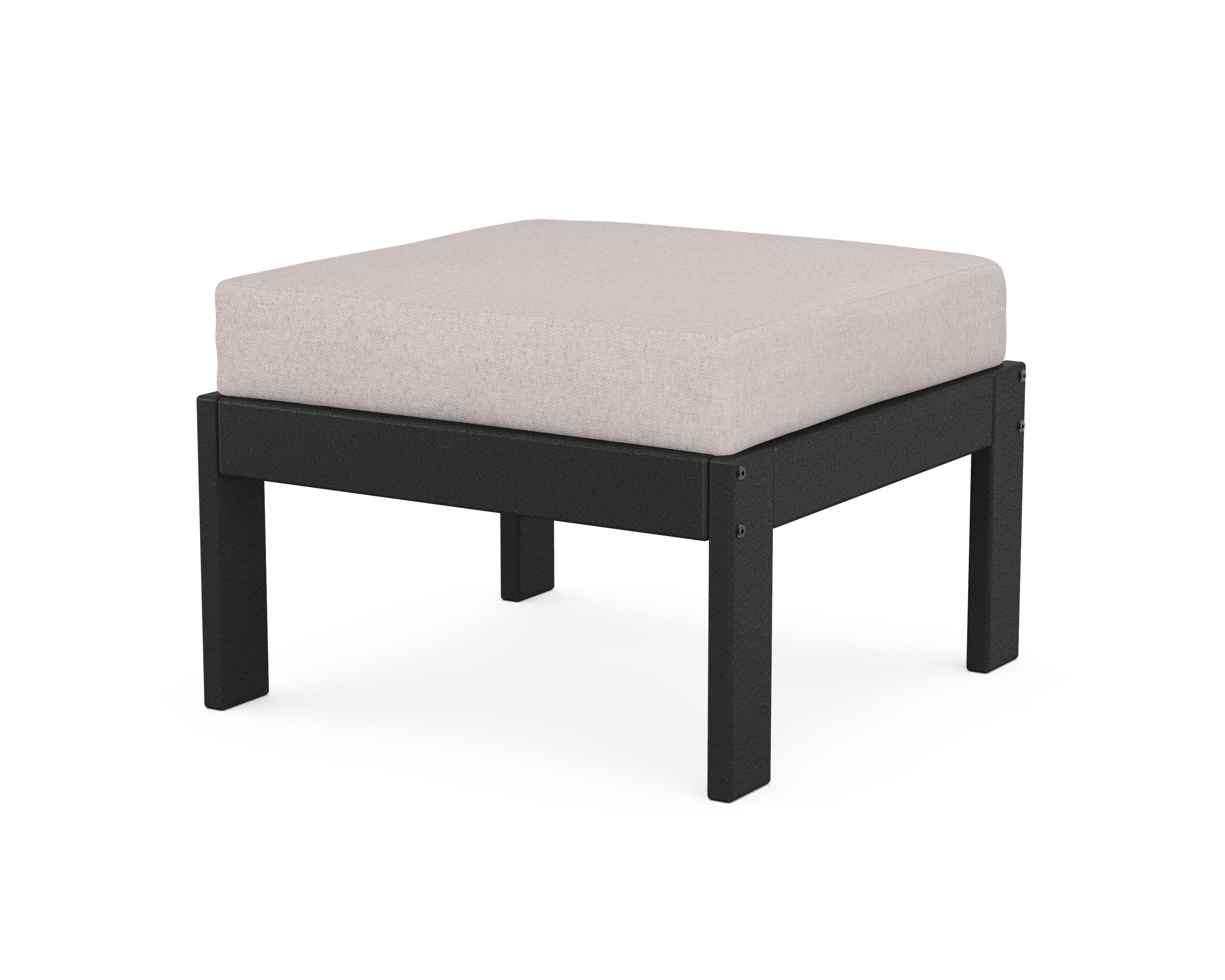 POLYWOOD® Vineyard Modular Ottoman in Black / Dune Burlap