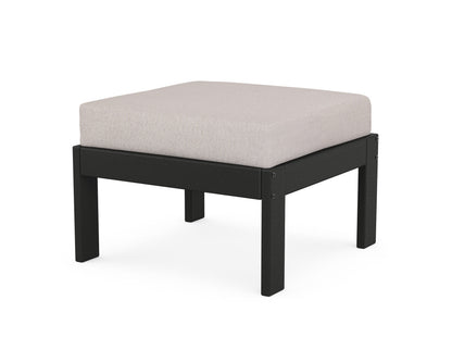 POLYWOOD® Vineyard Modular Ottoman in Black / Dune Burlap