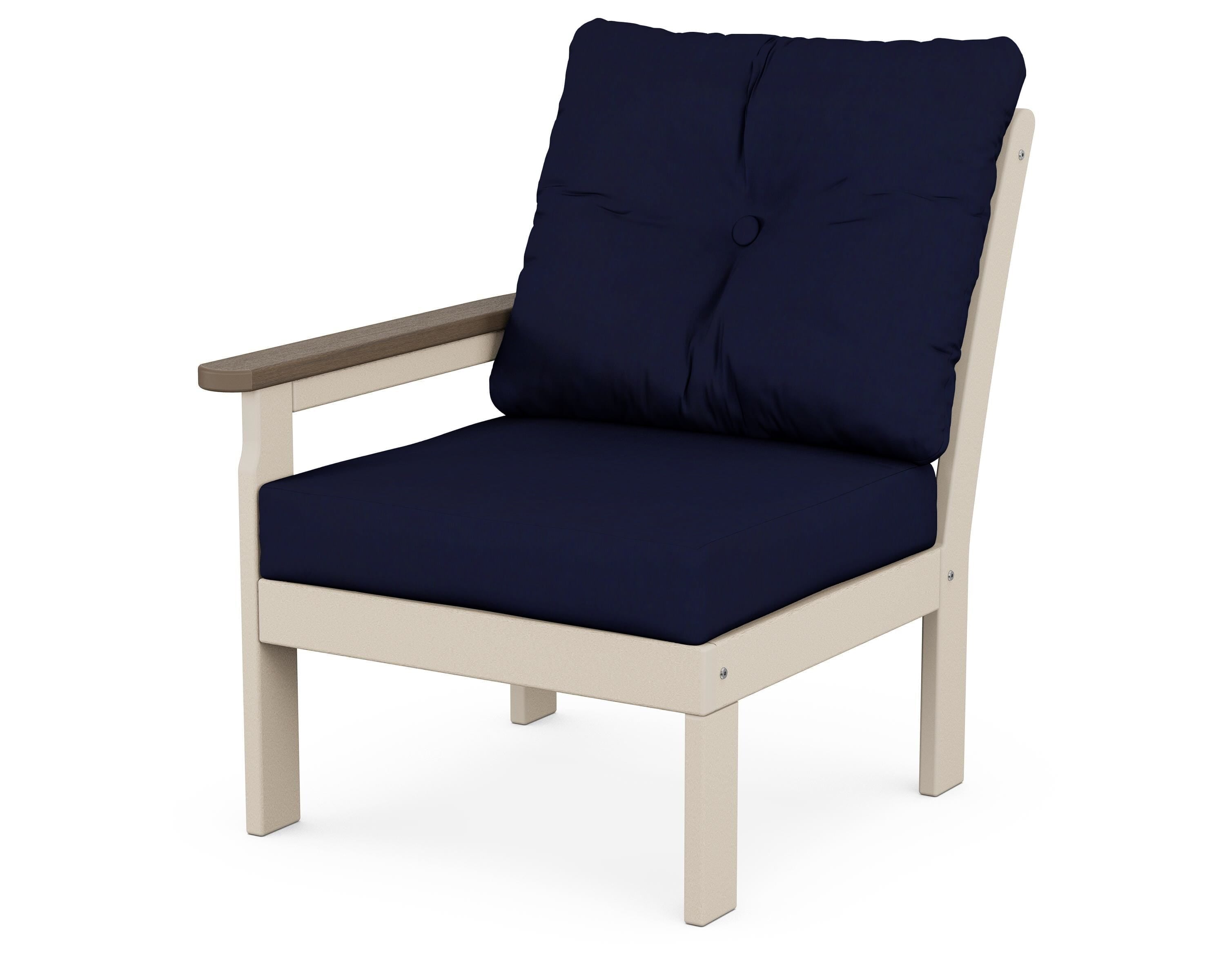 POLYWOOD® Vineyard Modular Left Arm Chair in Sand / Kona / Navy