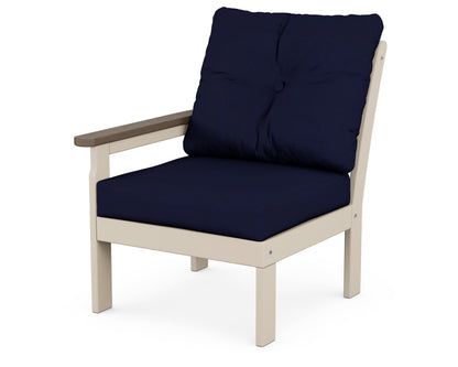 POLYWOOD® Vineyard Modular Left Arm Chair in Sand / Kona / Navy