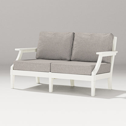 PW Designer Series Estate Loveseat in Vintage White / Weathered Tweed