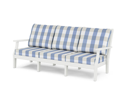 Country Living Wovendale Deep Seating Sofa in White / Buffalo Plaid Sky Blue