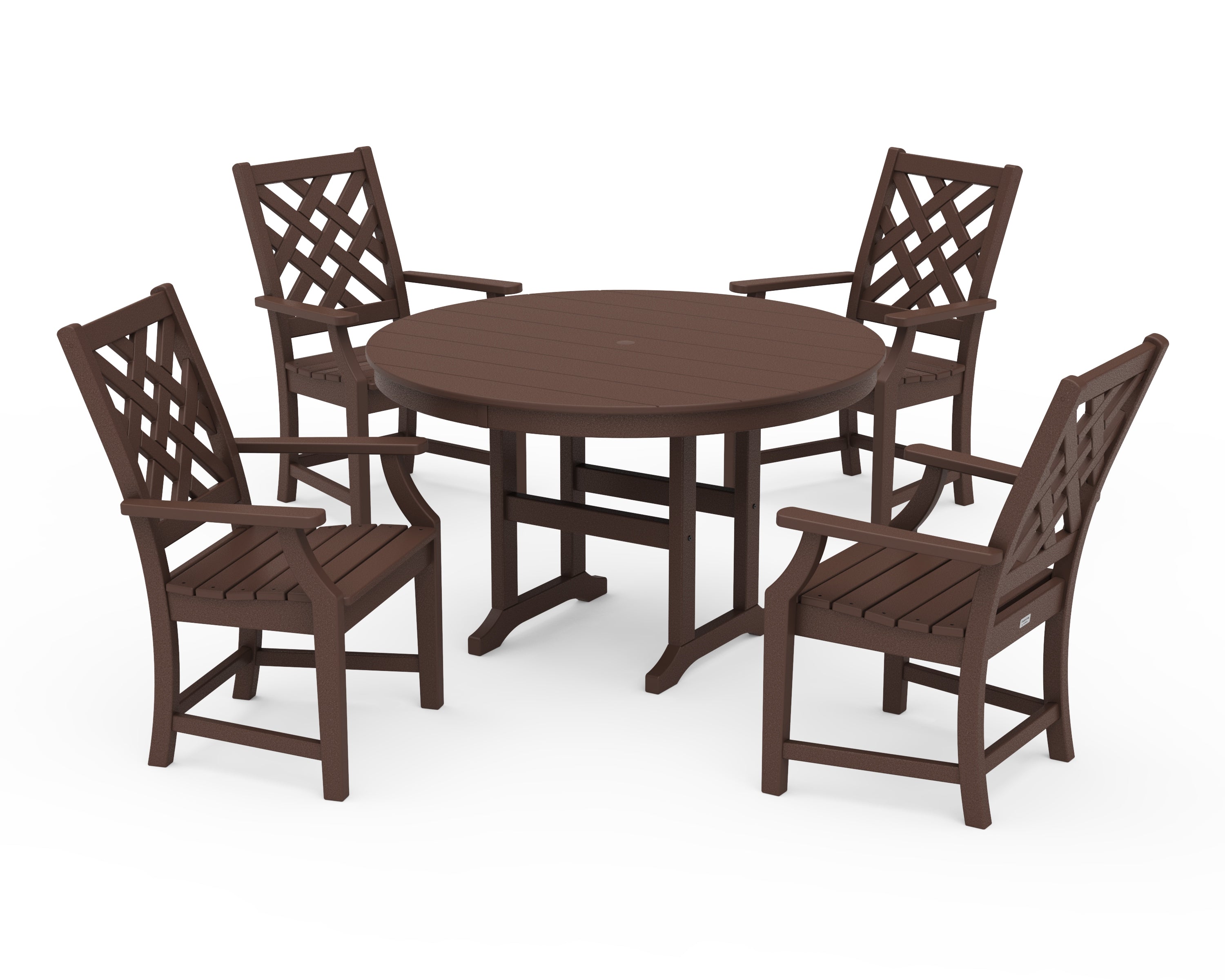 Country Living Wovendale 5-Piece Round Farmhouse Dining Set in Mahogany