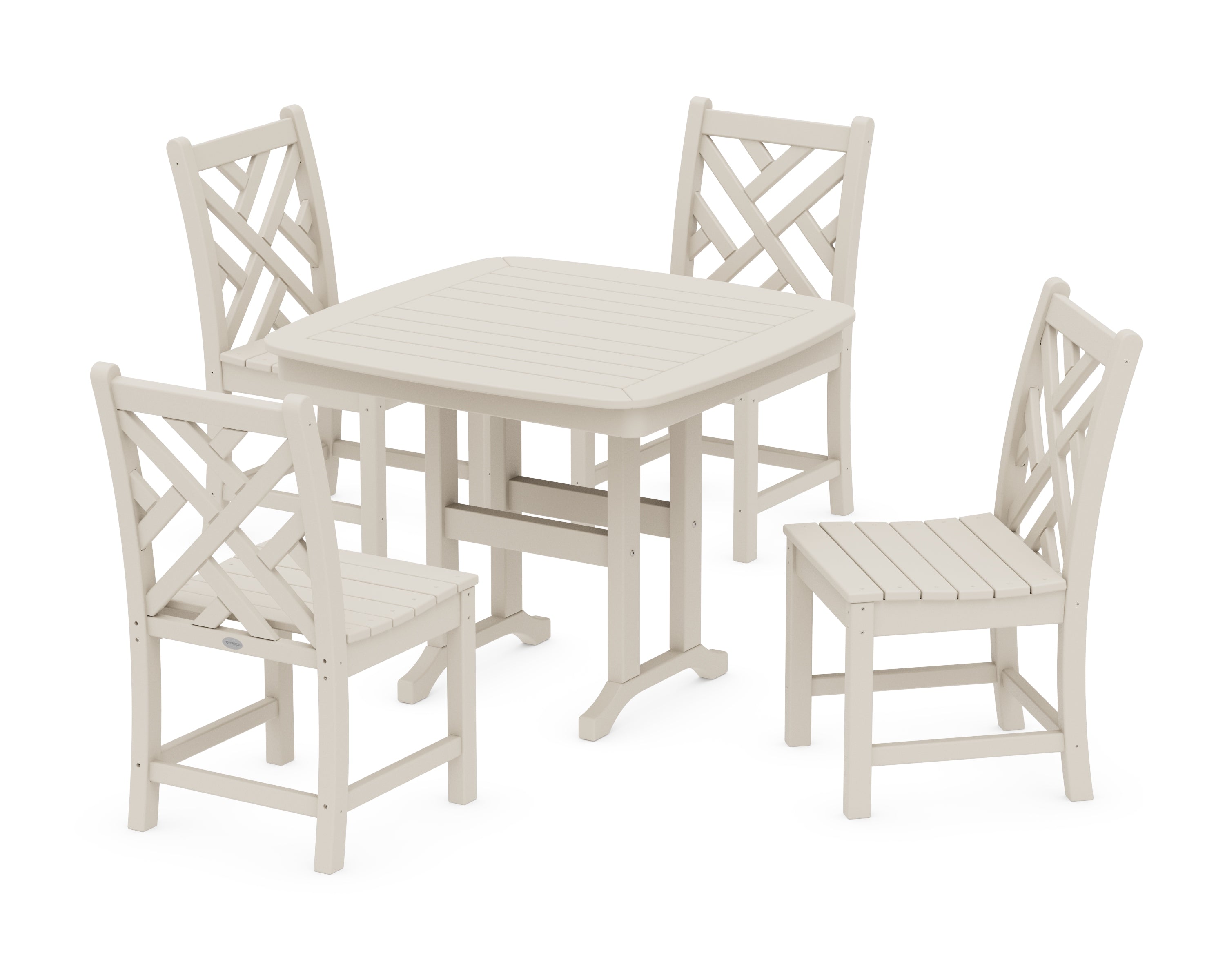 POLYWOOD® Chippendale 5-Piece Side Chair Dining Set in Sand
