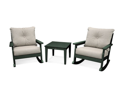 POLYWOOD® Vineyard 3-Piece Deep Seating Rocker Set in Green / Cast Ash