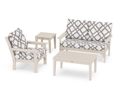 POLYWOOD® Vineyard 4-Piece Deep Seating Set in Sand / Trellis Grey Mist