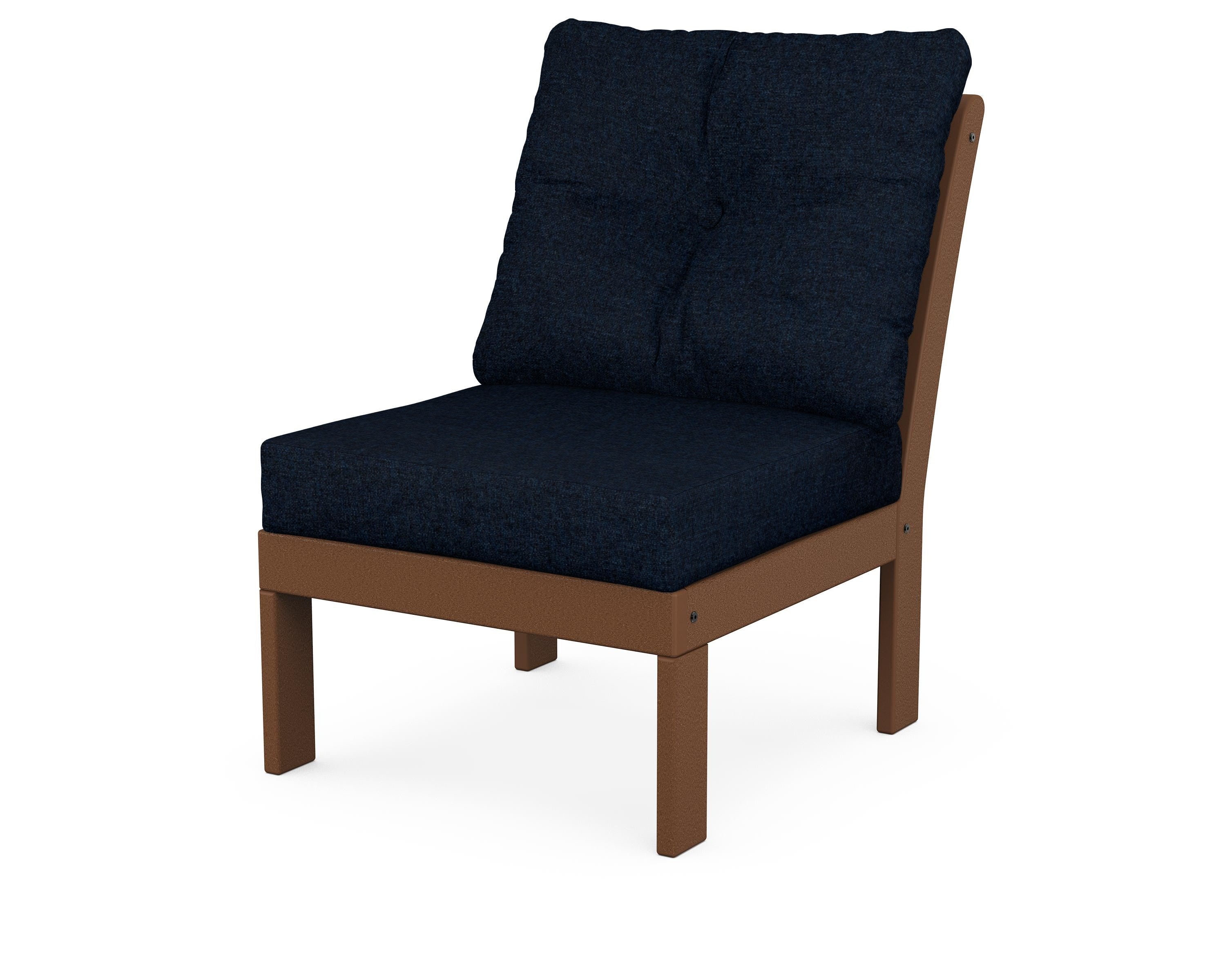 POLYWOOD® Vineyard Modular Armless Chair in Teak / Marine Indigo