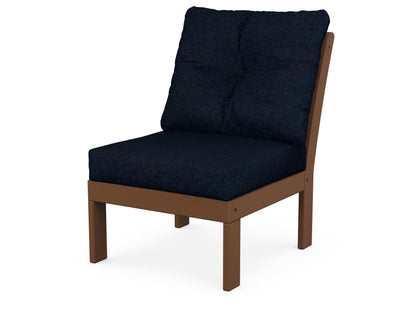 POLYWOOD® Vineyard Modular Armless Chair in Teak / Marine Indigo