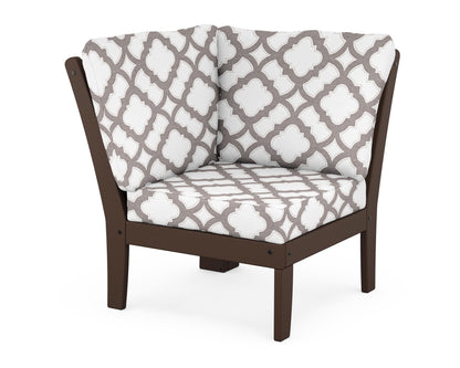 POLYWOOD® Braxton Modular Corner Chair in Mahogany / Trellis Grey Mist