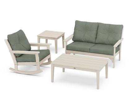 POLYWOOD® Vineyard 4-Piece Deep Seating Rocker Set in Sand / Cast Sage
