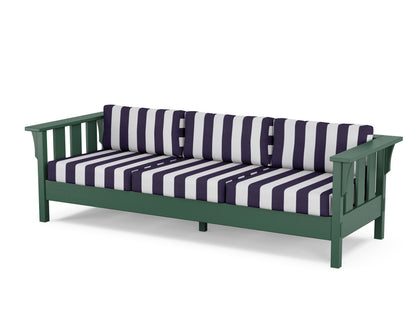 Martha Stewart by POLYWOOD® Acadia Deep Seating Sofa in Green / Cabana Stripe Navy