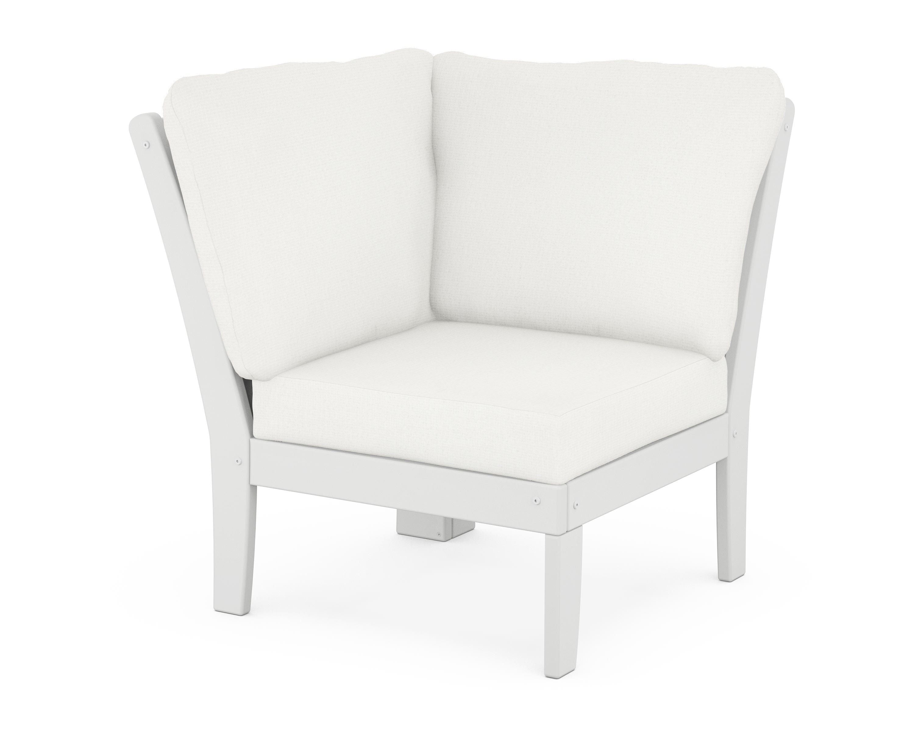 POLYWOOD® Braxton Modular Corner Chair in White / Natural Linen