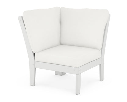 POLYWOOD® Braxton Modular Corner Chair in White / Natural Linen