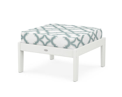 POLYWOOD® Braxton Deep Seating Ottoman in Vintage White / Trellis Glacier Spa
