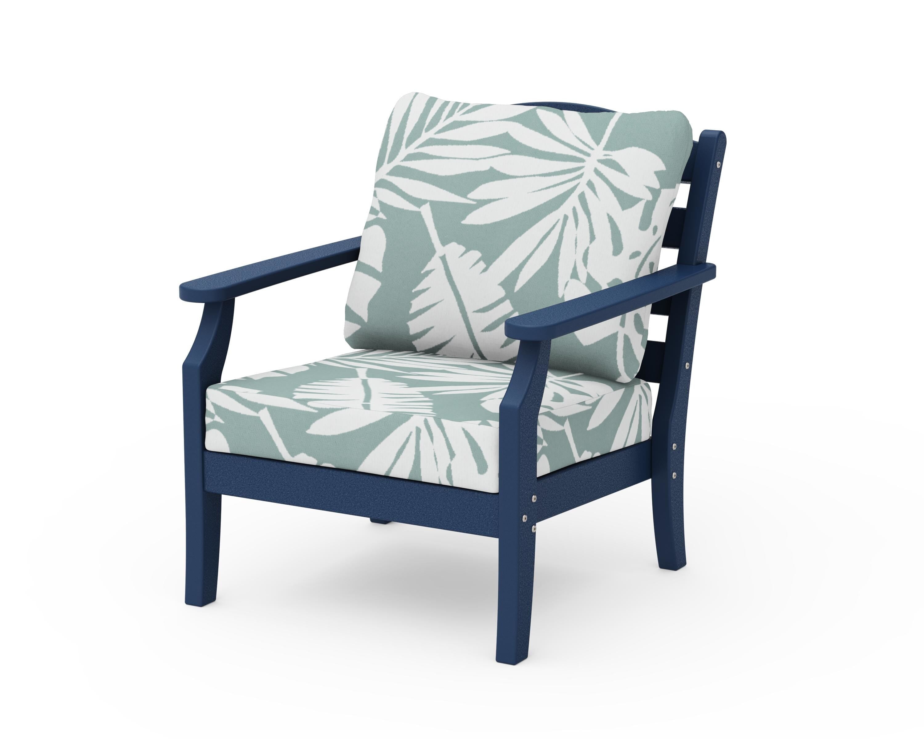 Draper James™ by  POLYWOOD® Savannah Deep Seating Chair in Navy / Leaf Glacier Spa