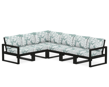 POLYWOOD® EDGE 6-Piece Modular Deep Seating Set in Black / Leaf Glacier Spa
