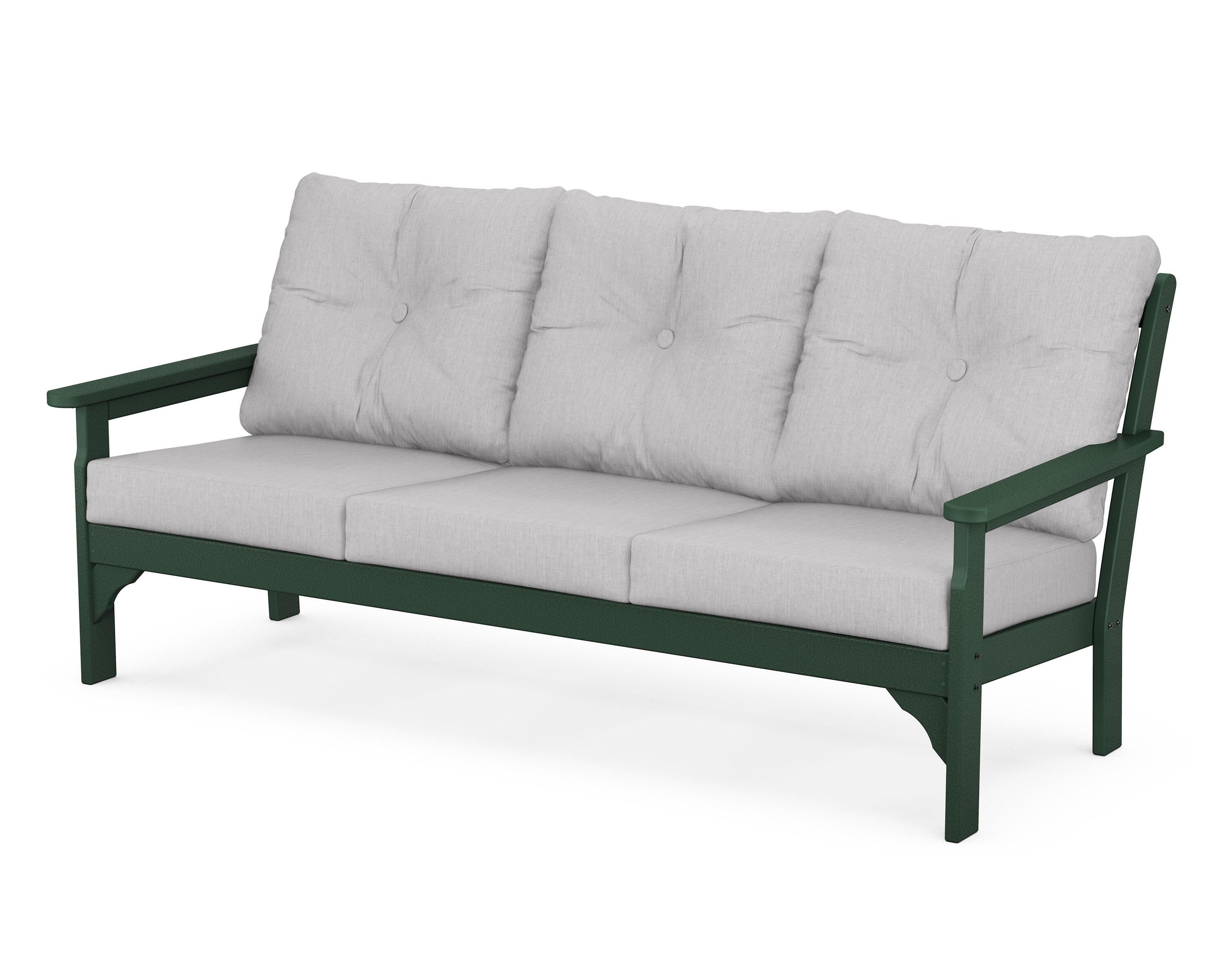 POLYWOOD® Vineyard Deep Seating Sofa in Green / Granite