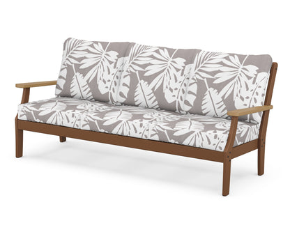 POLYWOOD® Braxton Deep Seating Sofa in Teak / Natural / Leaf Grey Mist