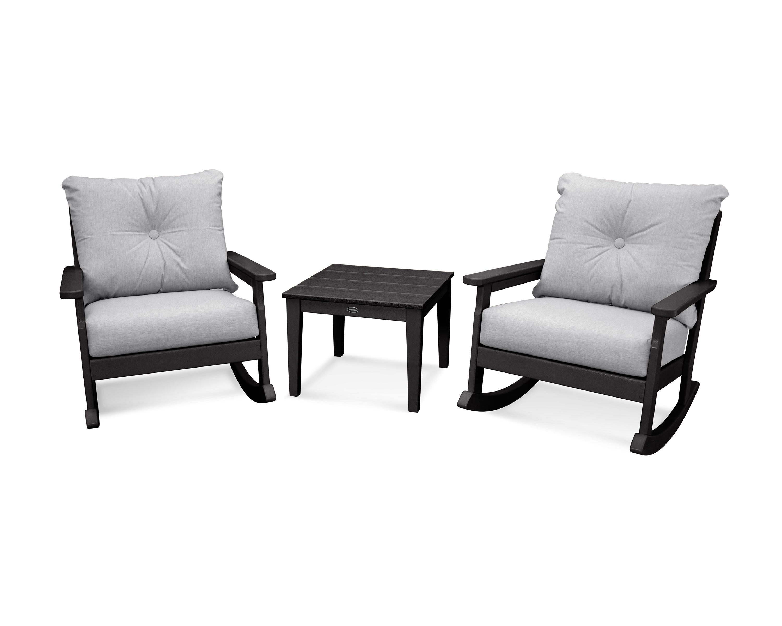 POLYWOOD® Vineyard 3-Piece Deep Seating Rocker Set in Black / Granite