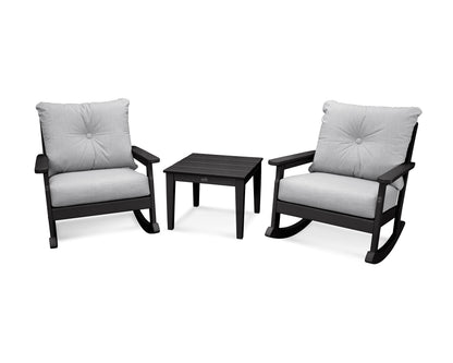POLYWOOD® Vineyard 3-Piece Deep Seating Rocker Set in Black / Granite