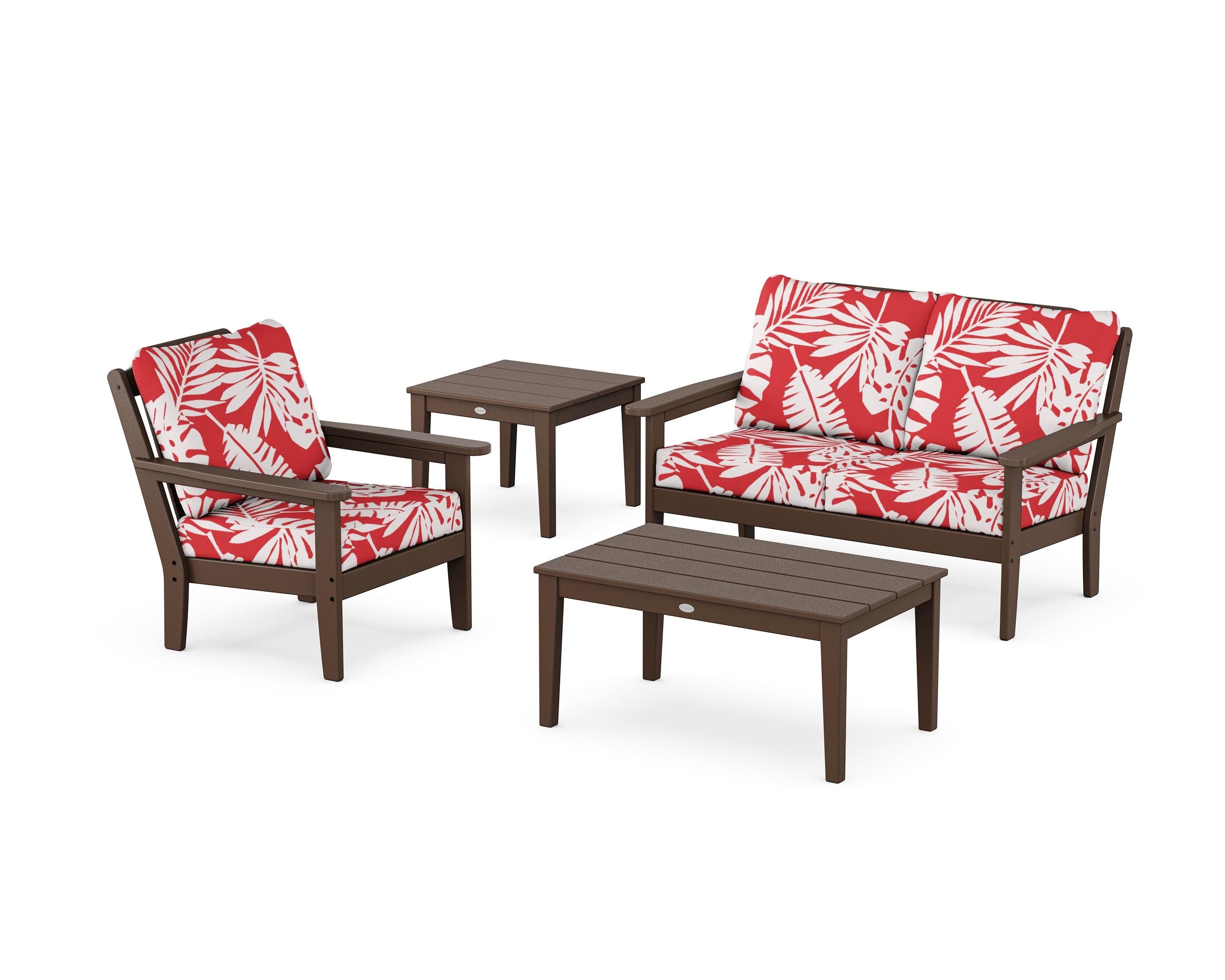 Country Living Wovendale 4-Piece Deep Seating Set in Mahogany / Leaf Crimson